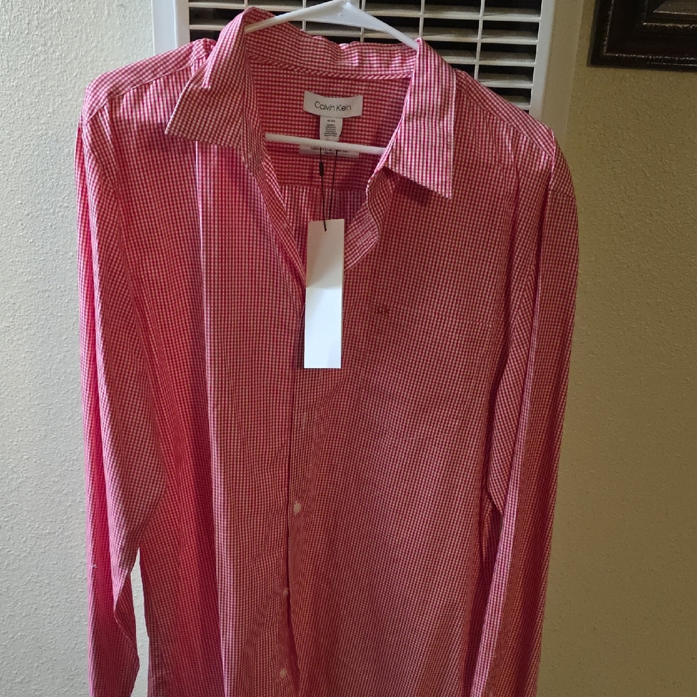 Calvin Klein Men's Red Gingham Shirt